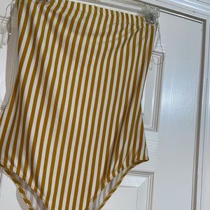 Milk and honey mustard striped body suit